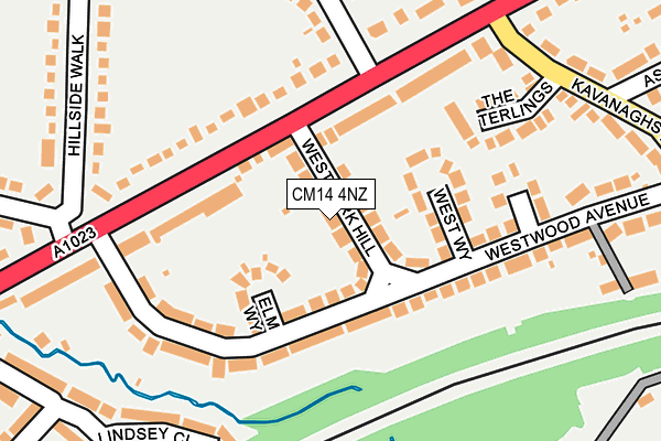 CM14 4NZ map - OS OpenMap – Local (Ordnance Survey)