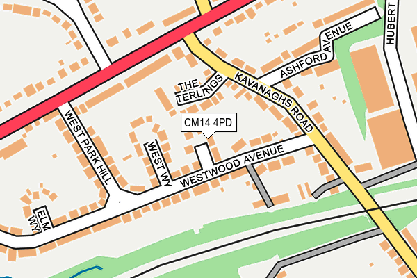 CM14 4PD map - OS OpenMap – Local (Ordnance Survey)
