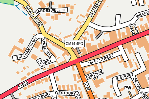 CM14 4PQ map - OS OpenMap – Local (Ordnance Survey)