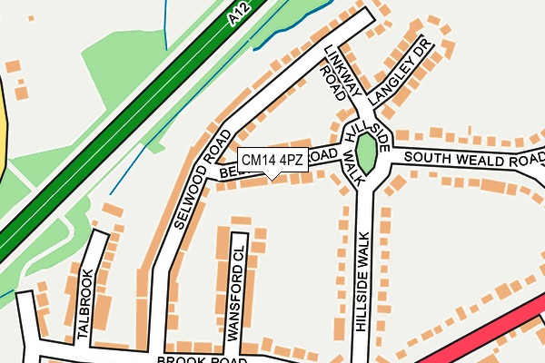 CM14 4PZ map - OS OpenMap – Local (Ordnance Survey)