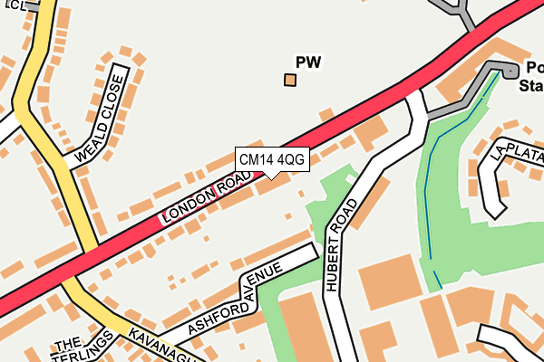 CM14 4QG map - OS OpenMap – Local (Ordnance Survey)