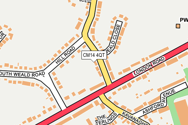 CM14 4QT map - OS OpenMap – Local (Ordnance Survey)
