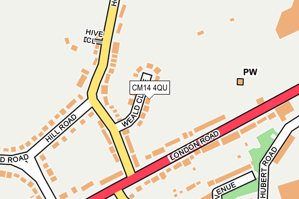 CM14 4QU map - OS OpenMap – Local (Ordnance Survey)