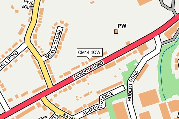 CM14 4QW map - OS OpenMap – Local (Ordnance Survey)