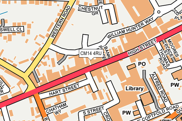 CM14 4RU map - OS OpenMap – Local (Ordnance Survey)