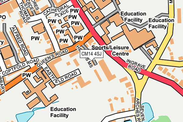 CM14 4SJ map - OS OpenMap – Local (Ordnance Survey)