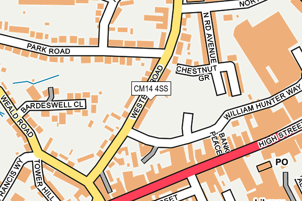 CM14 4SS map - OS OpenMap – Local (Ordnance Survey)