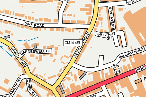 CM14 4SU map - OS OpenMap – Local (Ordnance Survey)
