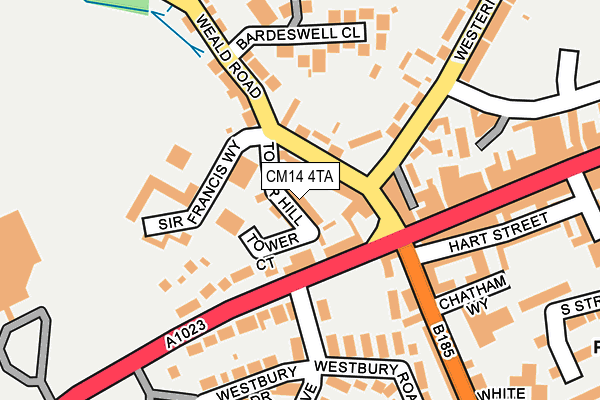 CM14 4TA map - OS OpenMap – Local (Ordnance Survey)