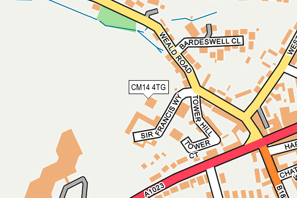 CM14 4TG map - OS OpenMap – Local (Ordnance Survey)