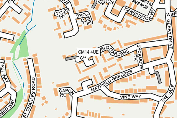 CM14 4UE map - OS OpenMap – Local (Ordnance Survey)