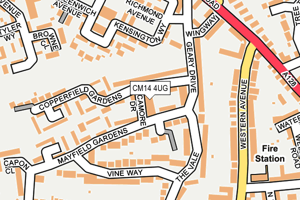 CM14 4UG map - OS OpenMap – Local (Ordnance Survey)