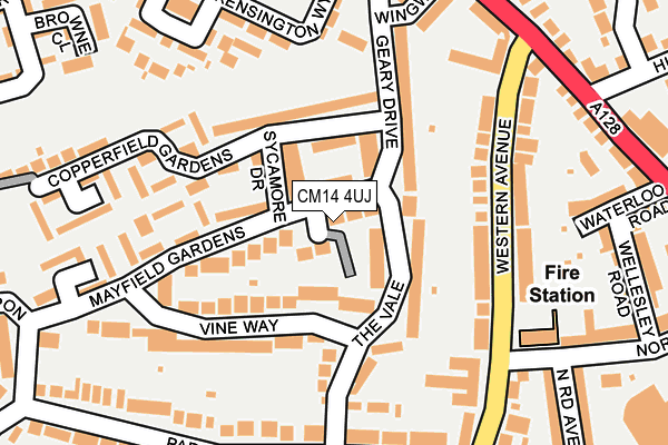 CM14 4UJ map - OS OpenMap – Local (Ordnance Survey)