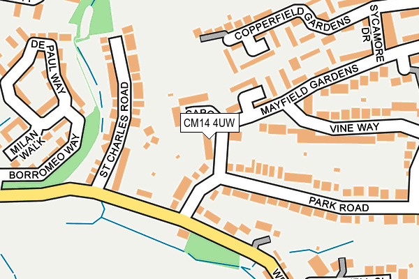 CM14 4UW map - OS OpenMap – Local (Ordnance Survey)