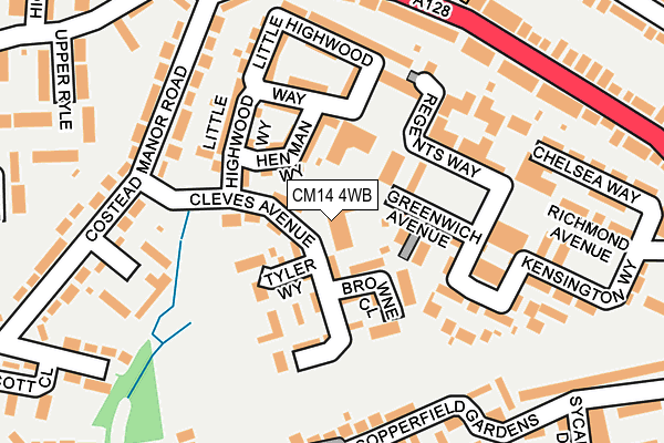 CM14 4WB map - OS OpenMap – Local (Ordnance Survey)