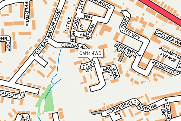 CM14 4WD map - OS OpenMap – Local (Ordnance Survey)