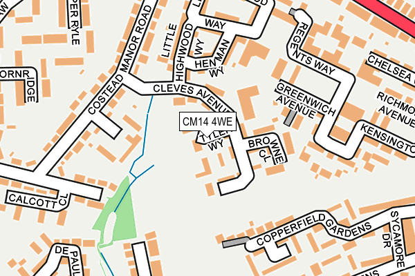 CM14 4WE map - OS OpenMap – Local (Ordnance Survey)