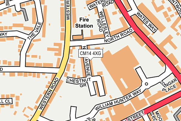 CM14 4XG map - OS OpenMap – Local (Ordnance Survey)