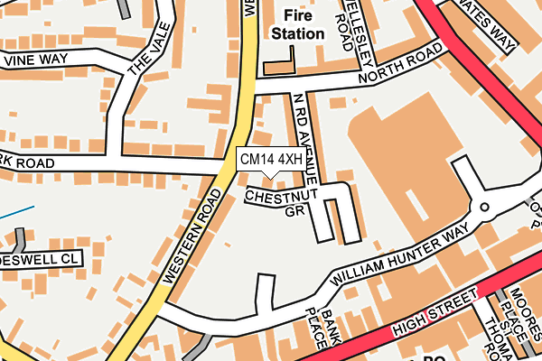 CM14 4XH map - OS OpenMap – Local (Ordnance Survey)