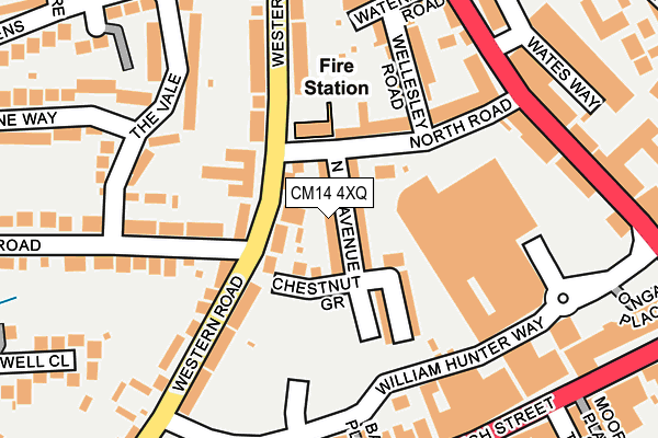 CM14 4XQ map - OS OpenMap – Local (Ordnance Survey)