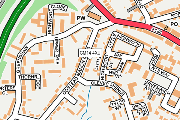 CM14 4XU map - OS OpenMap – Local (Ordnance Survey)