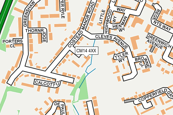 CM14 4XX map - OS OpenMap – Local (Ordnance Survey)