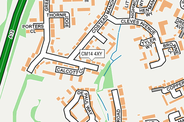 CM14 4XY map - OS OpenMap – Local (Ordnance Survey)