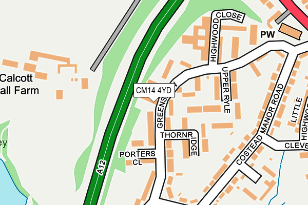 CM14 4YD map - OS OpenMap – Local (Ordnance Survey)