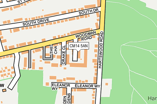 CM14 5AN map - OS OpenMap – Local (Ordnance Survey)