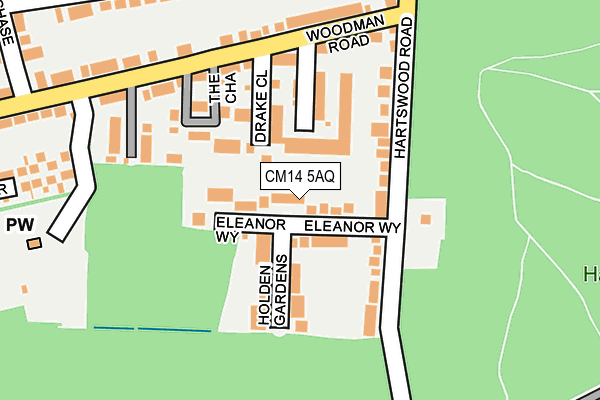 CM14 5AQ map - OS OpenMap – Local (Ordnance Survey)