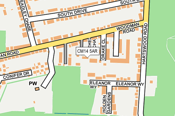 CM14 5AR map - OS OpenMap – Local (Ordnance Survey)