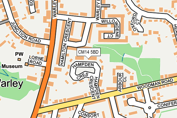 CM14 5BD map - OS OpenMap – Local (Ordnance Survey)