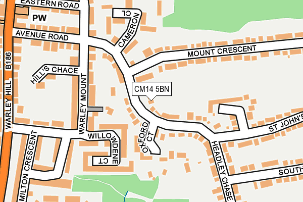 CM14 5BN map - OS OpenMap – Local (Ordnance Survey)