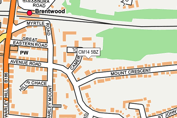 CM14 5BZ map - OS OpenMap – Local (Ordnance Survey)