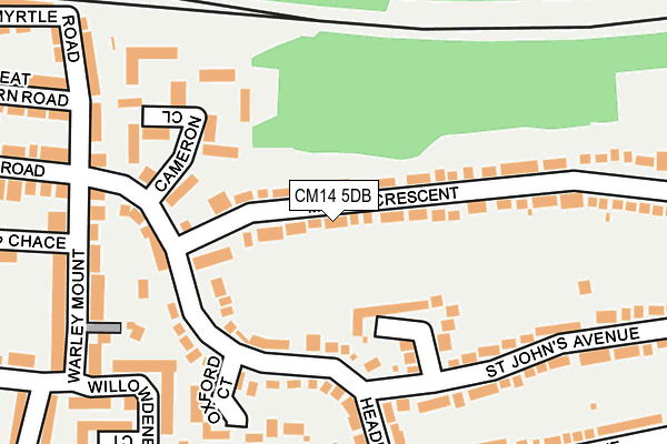 CM14 5DB map - OS OpenMap – Local (Ordnance Survey)