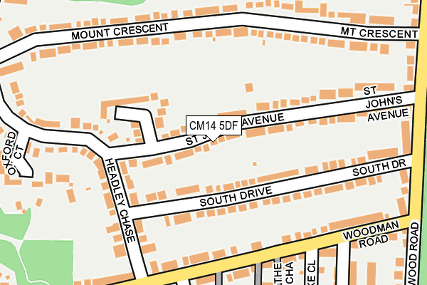 CM14 5DF map - OS OpenMap – Local (Ordnance Survey)