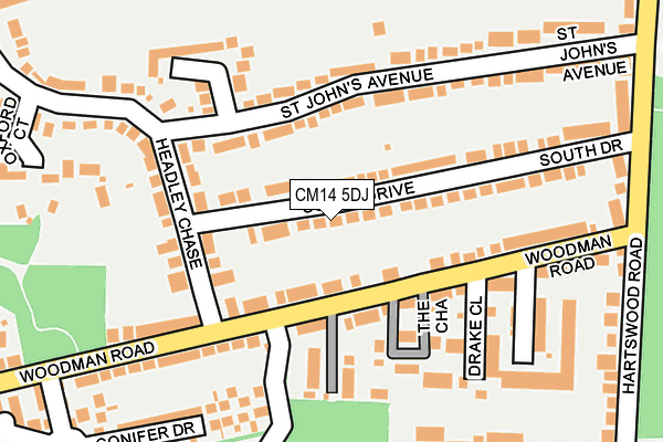 CM14 5DJ map - OS OpenMap – Local (Ordnance Survey)