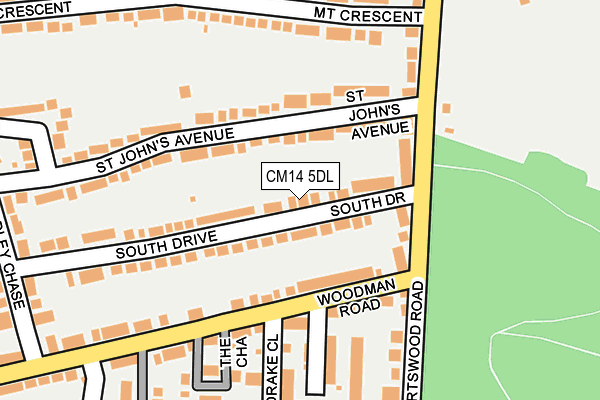 CM14 5DL map - OS OpenMap – Local (Ordnance Survey)