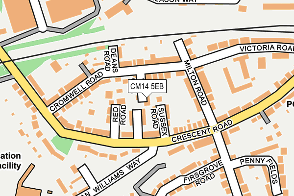 CM14 5EB map - OS OpenMap – Local (Ordnance Survey)