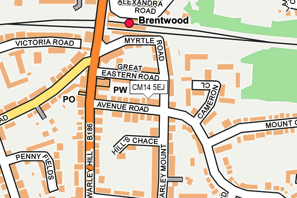 CM14 5EJ map - OS OpenMap – Local (Ordnance Survey)