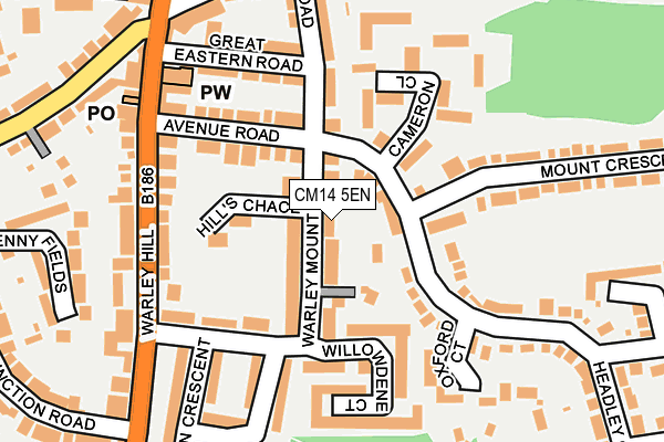 CM14 5EN map - OS OpenMap – Local (Ordnance Survey)