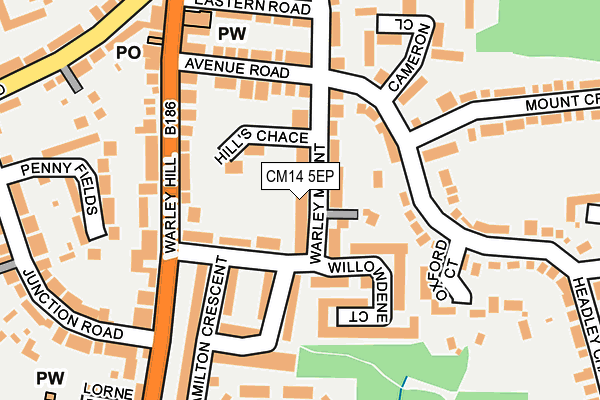 CM14 5EP map - OS OpenMap – Local (Ordnance Survey)