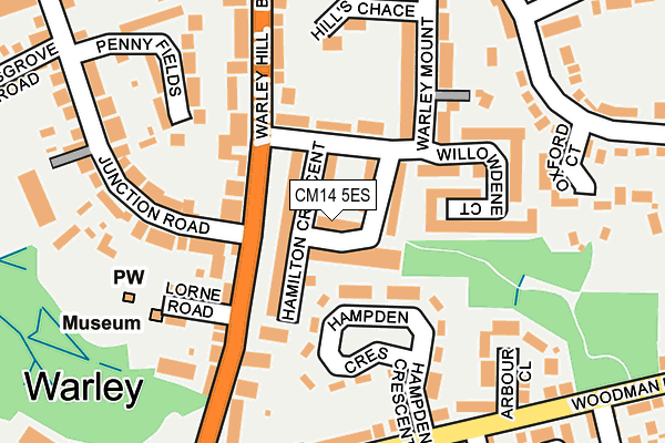CM14 5ES map - OS OpenMap – Local (Ordnance Survey)