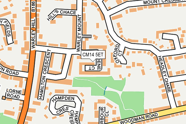 CM14 5ET map - OS OpenMap – Local (Ordnance Survey)