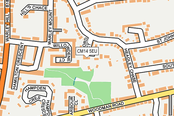 CM14 5EU map - OS OpenMap – Local (Ordnance Survey)