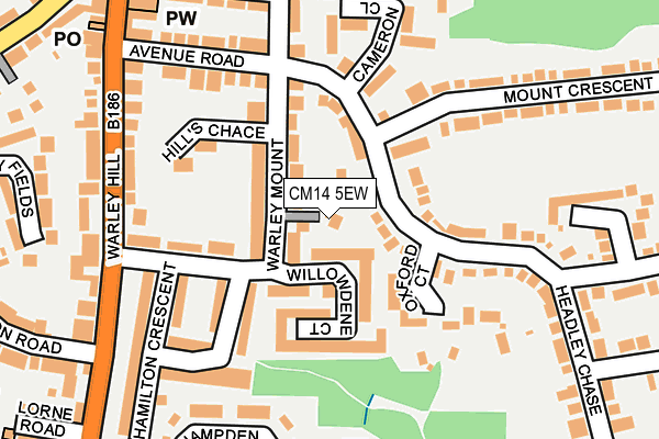 CM14 5EW map - OS OpenMap – Local (Ordnance Survey)