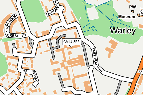 CM14 5FF map - OS OpenMap – Local (Ordnance Survey)