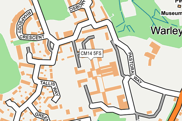 CM14 5FS map - OS OpenMap – Local (Ordnance Survey)