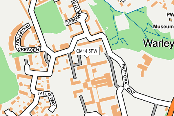 CM14 5FW map - OS OpenMap – Local (Ordnance Survey)