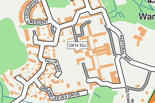 CM14 5GJ map - OS OpenMap – Local (Ordnance Survey)